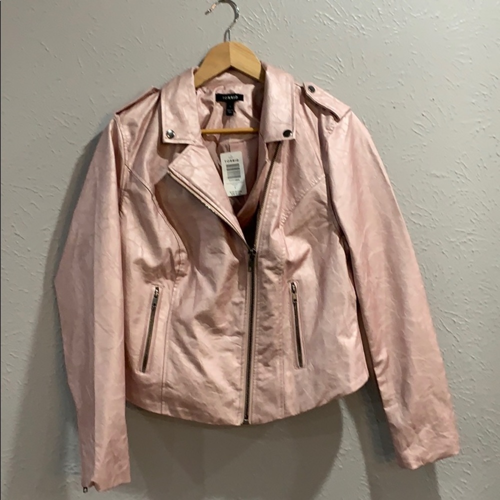 Pink faux leather torrid short jacket